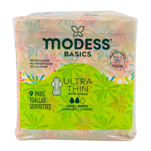 Modess Basics Ultra Thin Long Super 9ct